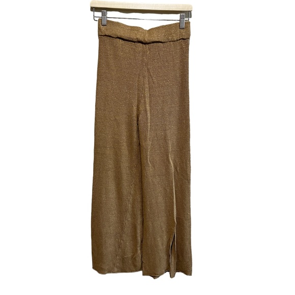 Zara Pants - Zara Women's Open Knit Linen High Waisted Flared Ribbed Beige Pants Size Medium